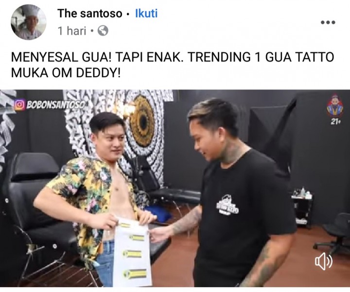 Penuhi Janji, YouTuber Bobon Santoso Tatto Logo Podcast Deddy Corbuzier di Perut